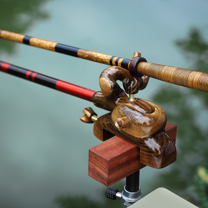 Fishing Rod Rack - ที่วางคันเบ็ดตกปลา CHILENT แบบปรับได้ ทำจากไม้ สไตล์ญี่ปุ่น พร้อมอุปกรณ์ตกแต่งแบบเอเชีย