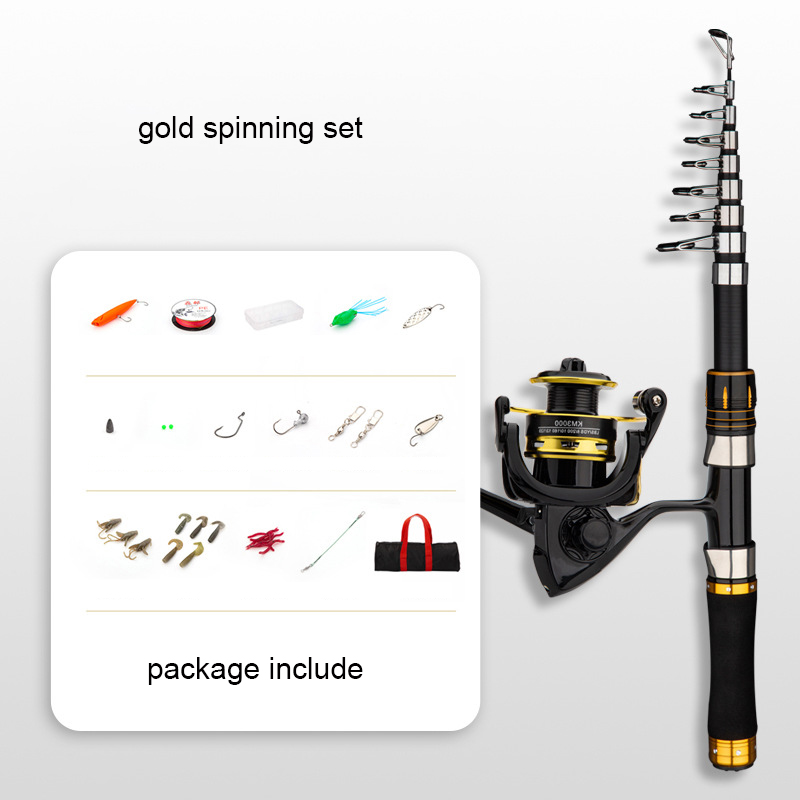 Fishing Rod Spinning - ชุดคันเบ็ดตกปลาคาร์บอนไฟเบอร์ 2.1 เมตร พร้อมรอกสปินนิ่ง น้ำหนักเบา แข็งแรง