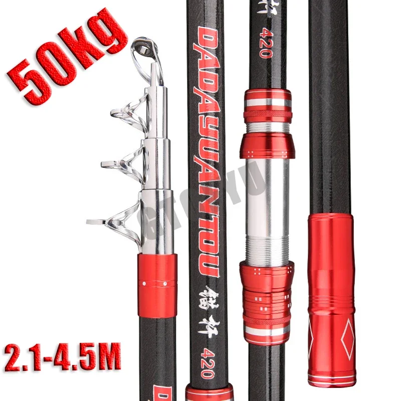 Fishing Rod Surf - 2.1-4.5M คาร์บอนตกปลา Rod 50 กก.ด้านบน Superhard