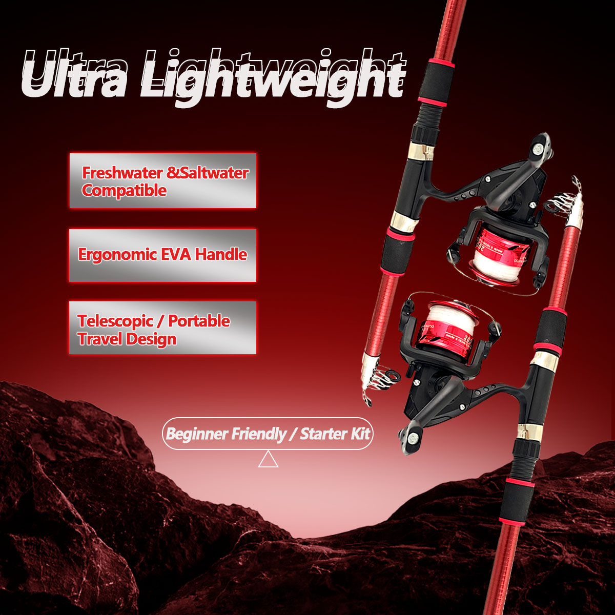 ชุดคันเบ็ดและรอกตกปลาแบบหมุน 1 - Fishing Rod Spinning บทวิจารณ์และราคา